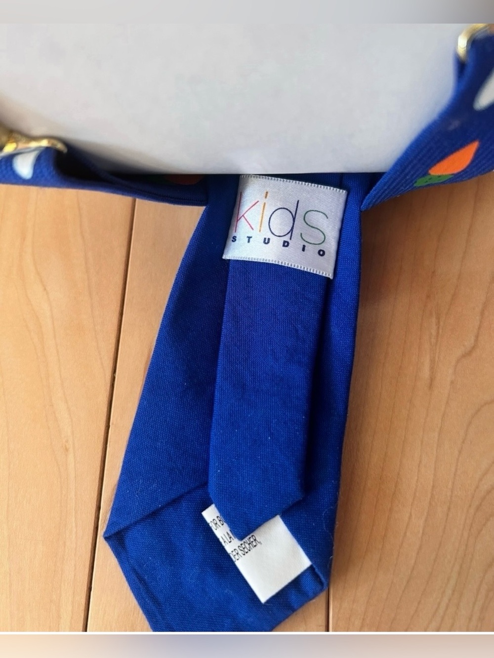 New Kids Blue Easter Bunny Tie and Suspenders Set - Picture 4 of 6